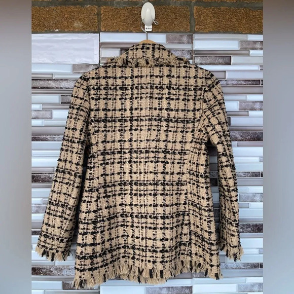 Kate Spade - Tan & Black Plaid Tweed Blazer  size 4 - Picture 8 of 13